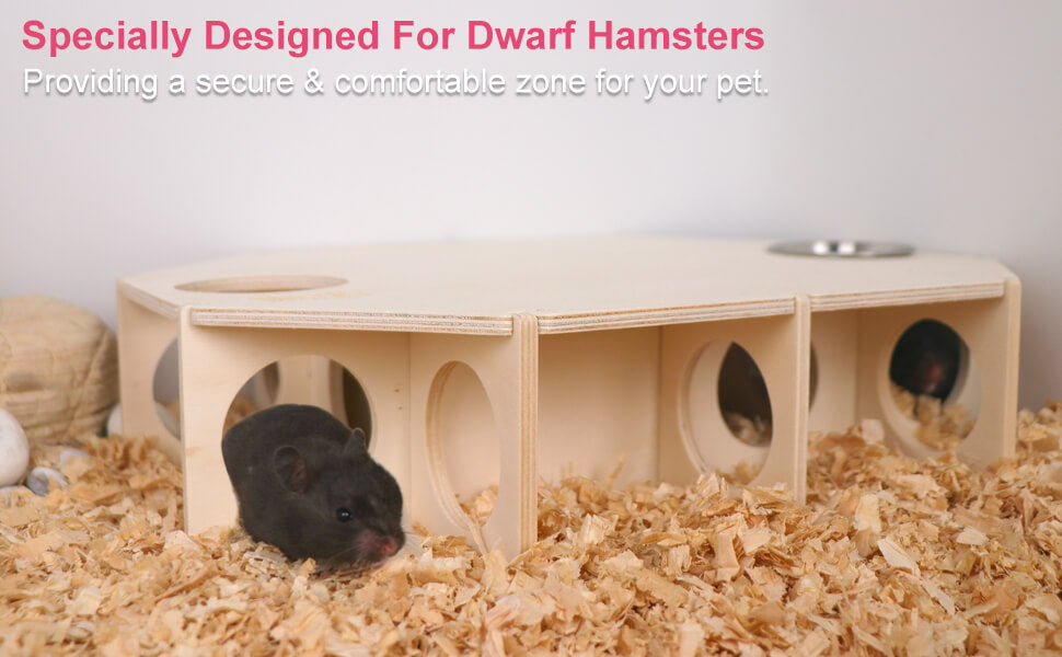 Multi Chamber Hamster House Maze, Natural Wood Small Animals Hideout