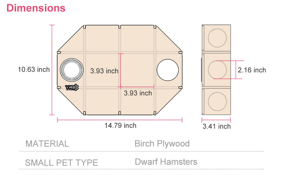 Multi Chamber Hamster House Maze, Natural Wood Small Animals Hideout