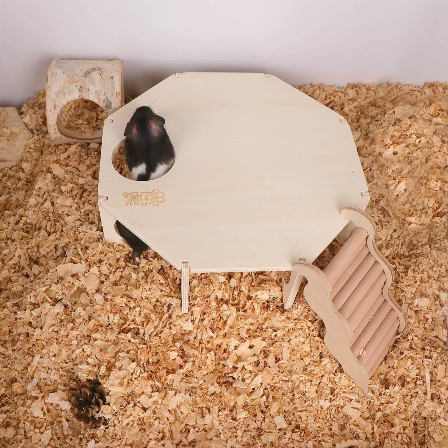 Multi Chamber Hamster House Maze, Natural Wood Small Animals Hideout