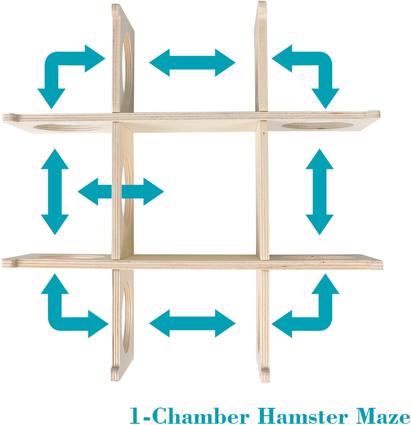 Multi Chamber Hamster House Maze, Natural Wood Small Animals Hideout