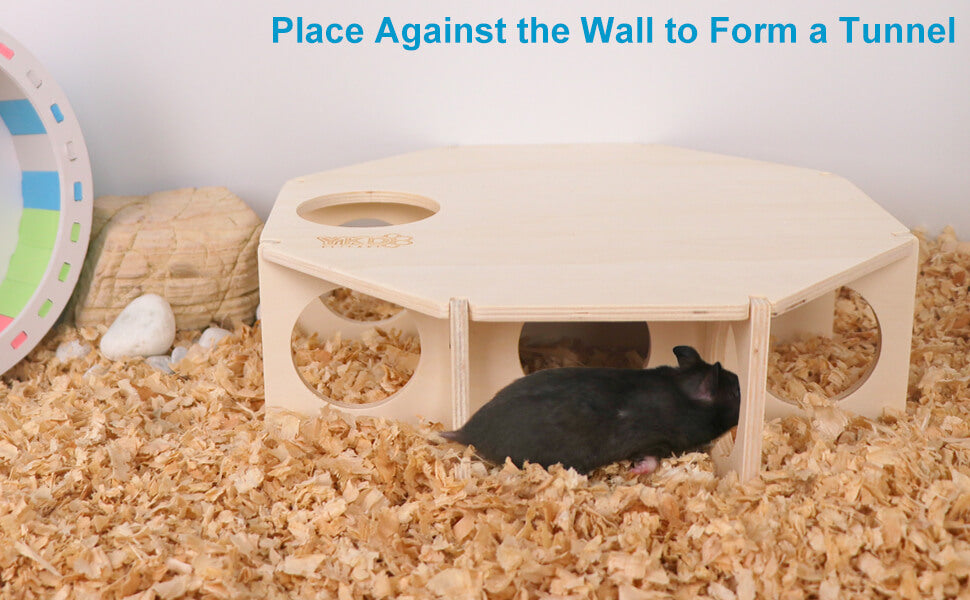 Multi Chamber Hamster House Maze, Natural Wood Small Animals Hideout