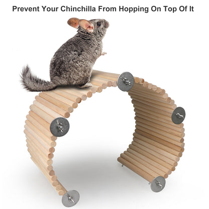 YKD Chinchilla Cage Natural Wood Flexible Platform Toy, Chinchilla Running Wheel Fence, Small Animal Climbing Toys for Chinchilla Guinea Pig Rabbit Hamsters Gerbils Rat and Other Small Animals