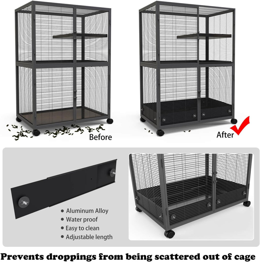 YKD Urine Guard, Scatter Guards for Ferret Nation & Critter Nation Small Animal Cages (Black, Large, Single Layer Set)