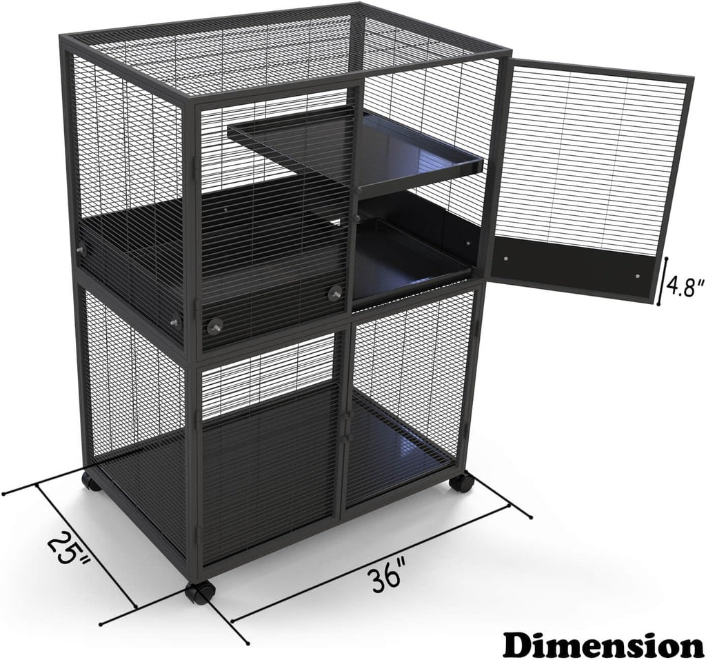 YKD Urine Guard, Scatter Guards for Ferret Nation & Critter Nation Small Animal Cages (Black, Large, Single Layer Set)