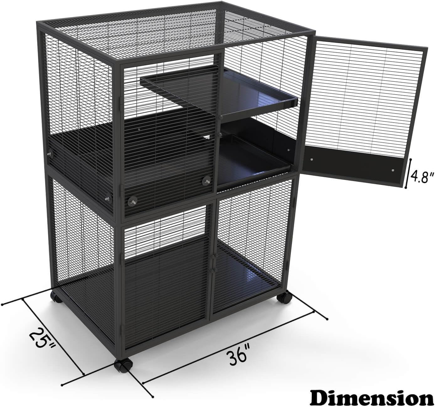 YKD Urine Guard, Scatter Guards for Ferret Nation & Critter Nation Small Animal Cages (Black, Large, Single Layer Set)