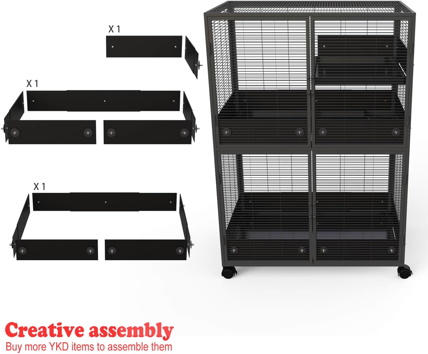 YKD Urine Guard, Scatter Guards for Ferret Nation & Critter Nation Small Animal Cages (Black, Large, Single Layer Set)