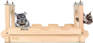 YKD Chinchilla Wood Suspension Bridge, Hanging Large Small Animal Wooden Bridge Platform, Small Animals Habitat Toy for Chinchillas Sugar Gliders Rats Squirrel