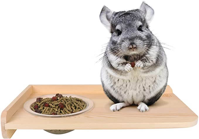 Wooden Stand Borad with Bowl for Chinchilla, Hamster, Small animals