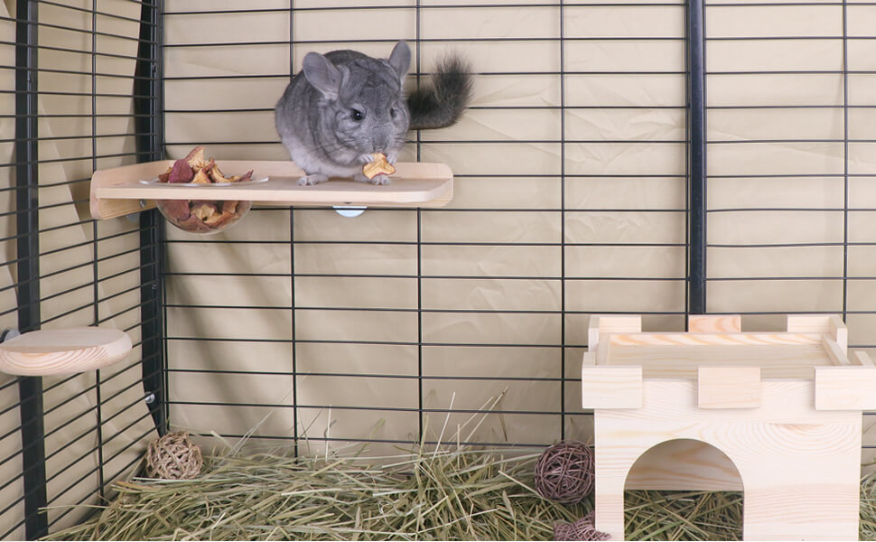 Wooden Stand Borad with Bowl for Chinchilla, Hamster, Small animals