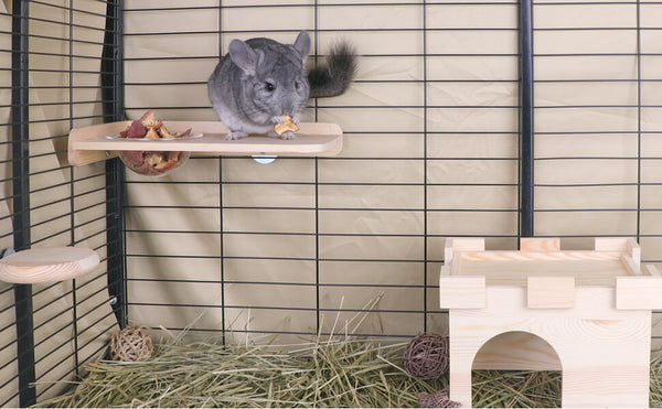 Wooden Stand Borad with Bowl for Chinchilla, Hamster, Small animals