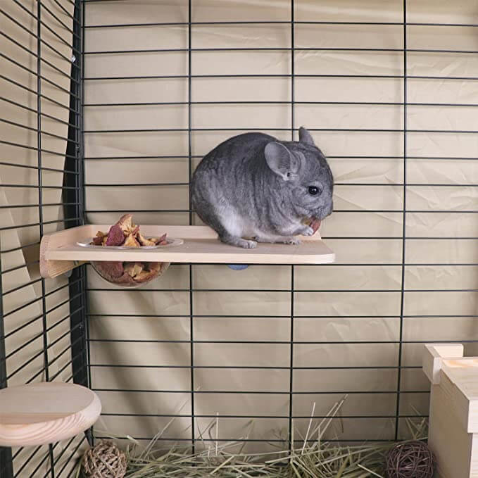 Wooden Stand Borad with Bowl for Chinchilla, Hamster, Small animals
