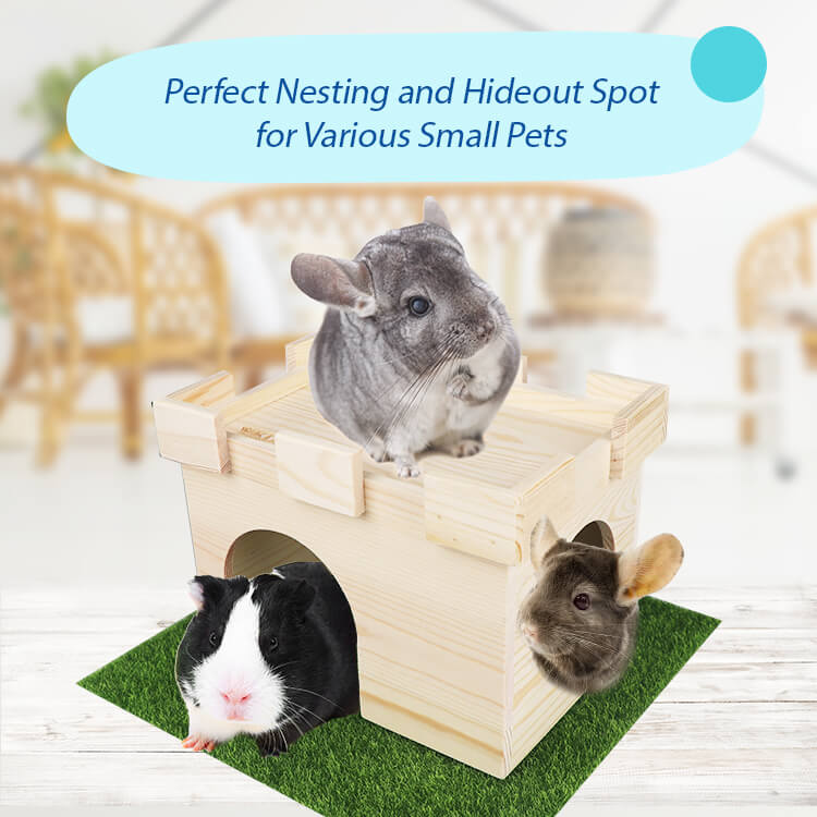 Guinea Pig, Chinchillas Wooden Hideouts Shelter Hideouts Castle