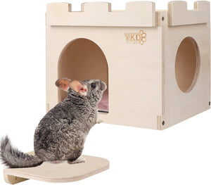 YKD Castle Wooden Hideout for Chinchilla Guinea Pig,Chinchilla,Hamster