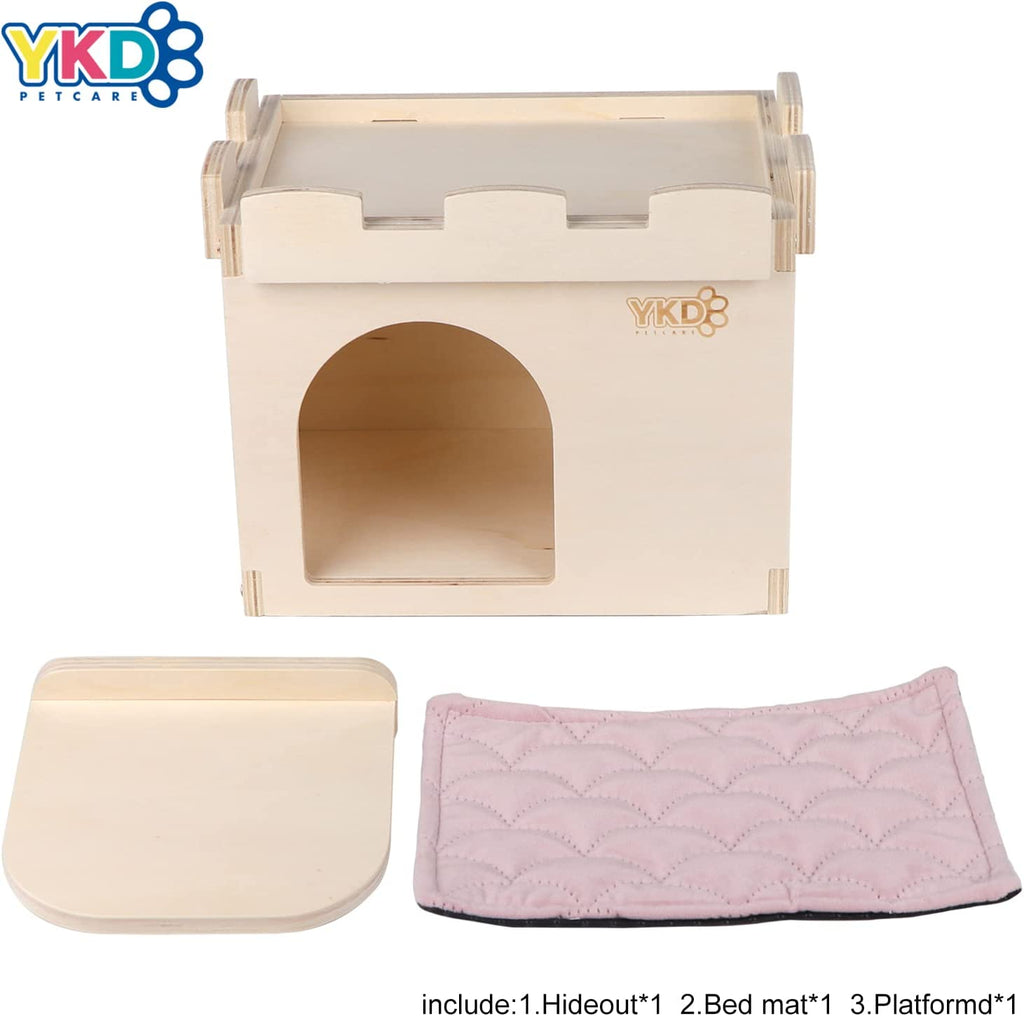 YKD Castle Wooden Hideout for Chinchilla Guinea Pig,Chinchilla,Hamster