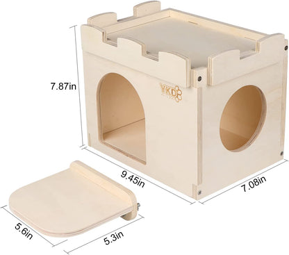 YKD Castle Wooden Hideout for Chinchilla Guinea Pig,Chinchilla,Hamster