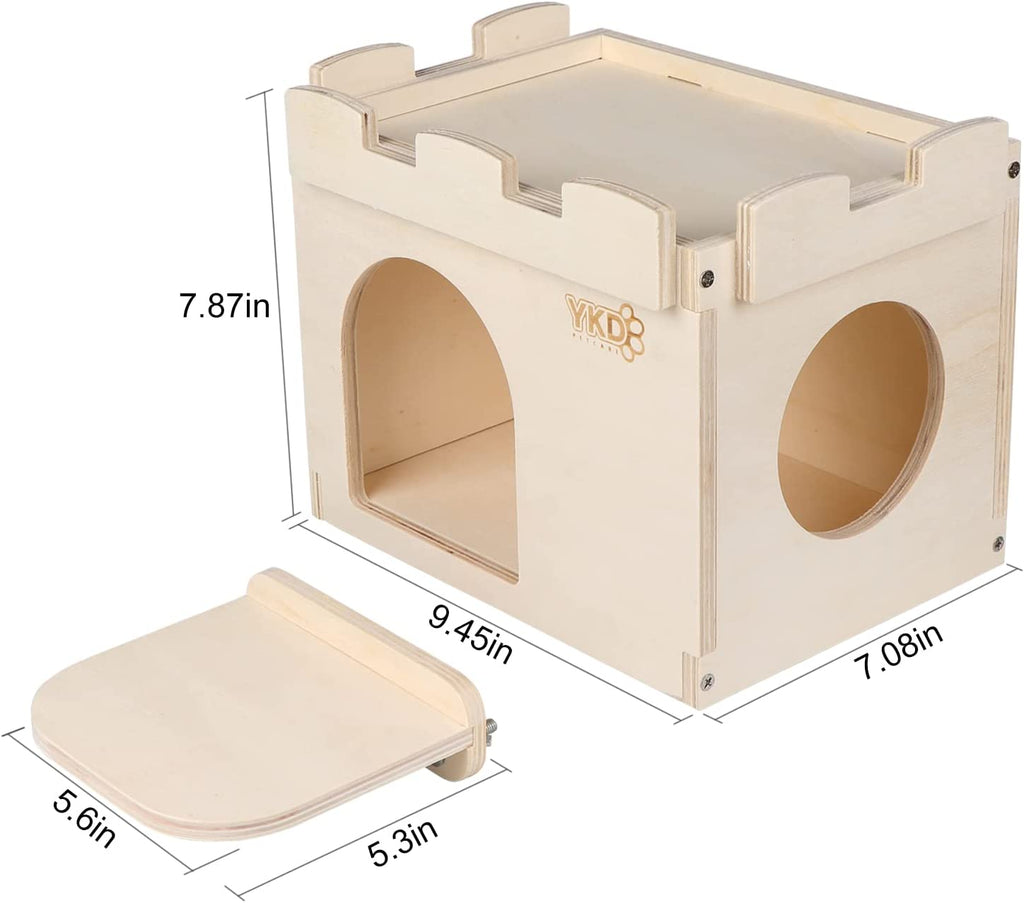 YKD Castle Wooden Hideout for Chinchilla Guinea Pig,Chinchilla,Hamster