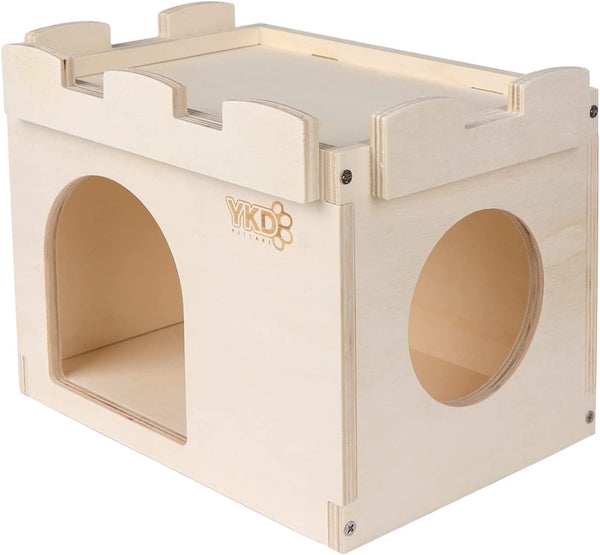 YKD Castle Wooden Hideout for Chinchilla Guinea Pig,Chinchilla,Hamster