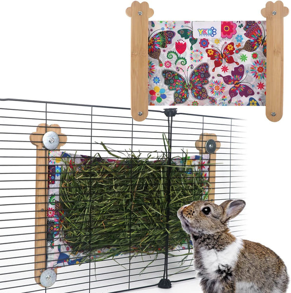 Guinea Pig Hay Feeder, Hanging Stretch Cloth Rabbit Hay Feeder, Outside The Cage Hay Feeder for Guinea Pig, Rabbit, Chinchilla