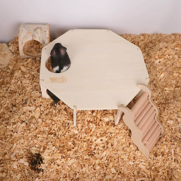 Multi Chamber Hamster House Maze, Natural Wood Small Animals Hideout