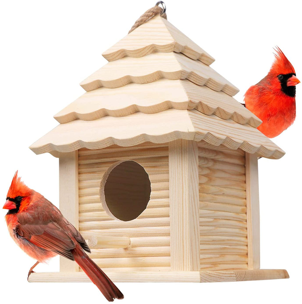 Wooden Garden Birdhouse for Finch Bluebird Cardinals